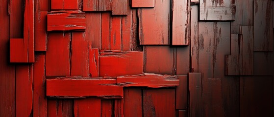 Poster - Red wall covered in vibrant red paint with splashes and drips creating an artistic texture