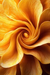 Poster - Close-Up View of a Vibrant Yellow Flower Petal in Spiral Shape Showcasing Intricate Textures and Natural Beauty with Gentle Light Accentuating Its Curves