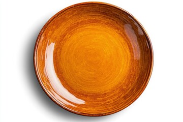 Poster - A beige serving plate on a white background, top view, flat lay. The serving dish is empty and has no decoration or design elements. It is suitable for use as an aesthetic bowl to place food
