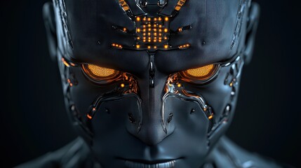 Poster - Advanced Cybernetic Human with Glowing Eyes in Futuristic Design