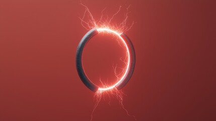 Poster - Visual Metaphor of Affinity Between Two Magnets with Electric Sparks on a Red Background
