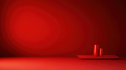 Poster - Red candle placed on a vibrant red background creating a striking visual contrast for photography
