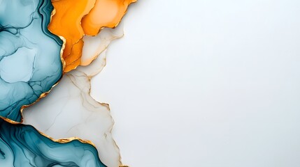 Poster - Mesmerizing Marble Texture Swirling in Vibrant Blues and Golds   Soft Gradient Center Surrounded by Intricate Details and Rich Luxurious Colors