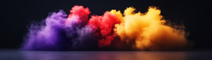 Fototapete - Colorful smoke patterns swirling on a black background creating an abstract artistic effect