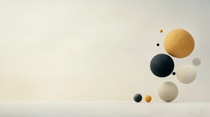 Poster - Abstract Composition of Floating Shapes in Soft Color Palette for Creative Inspiration and Visual Diversion