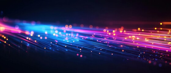 Poster - Bright and colorful light streaks creating an energetic and dynamic visual experience against a dark background