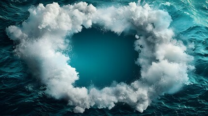 Poster - Mesmerizing Symmetry of Ocean Waves and Reflections in Serene Void   Dramatic and Captivating Seascape with Deep Blue Water Crashing Waves and Calm White Center