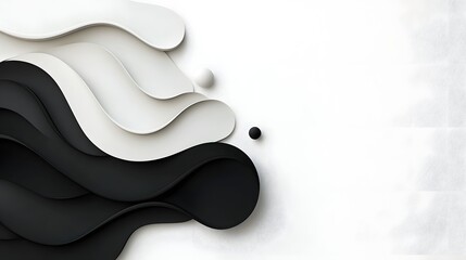 Poster - Minimalist black and white abstract gradient wave design with a smooth elegant and modern aesthetic  The simple yet striking composition features subtle abstract wave like forms with a dynamic