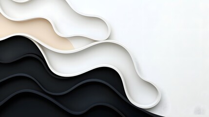 Poster - Minimalist modern abstract background featuring a smooth flowing gradient in shades of black and white with subtle undulating wave like shapes  This seamless abstract pattern creates a soothing
