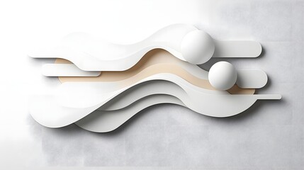 Poster - Minimalist Modern Paper Cutout Layers with Soft Monochrome Edges and a Clean Elegant Center Composition  Abstract Digital Rendering with a Serene Flowing Design