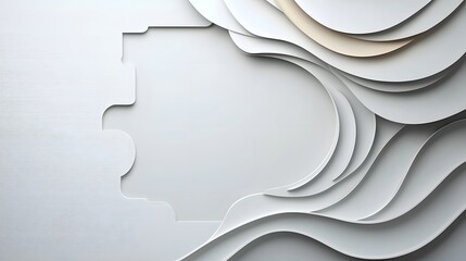 Poster - minimalist modern paper cutout layers with soft monochrome edges and an elegant clean center this di