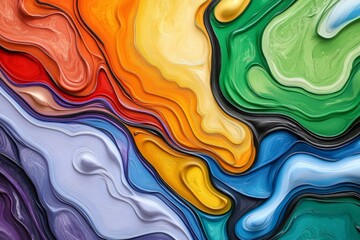 Poster - An abstract background with swirling colors and patterns, reminiscent of the universe in chaos. A beautiful multicolored liquid swirls together, creating an atmosphere that feels both dynamic