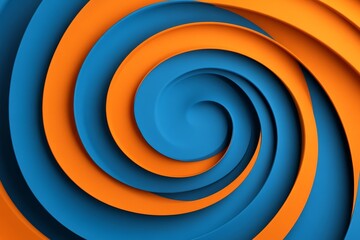 Poster - Blue and orange spiral background with circular shapes, 3D rendering, abstract style, high resolution, hyper-quality, hyper-realistic, volumetric lighting, volumetric shadows, close-up, depth