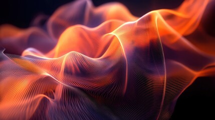 Poster - abstract flowing waves of orange and purple light create a dynamic, ethereal atmosphere