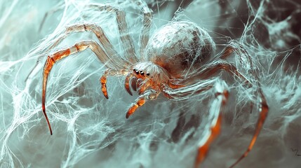 Close-up spider web intricate design