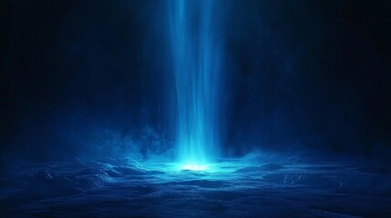 Poster - Majestic Blue Waterfall Cascading in Darkness, Creating a Serene and Mystical Atmosphere in a Tranquil Setting