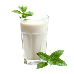 Poster - Creamy beverage in glass with mint leaves, refreshing and delicious