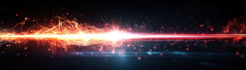 Poster - Bright light streaking across a dark background creating a dynamic and captivating visual display of motion