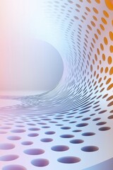 Poster - a white background with a blue and orange swirl. the swirl is made up of many small circles