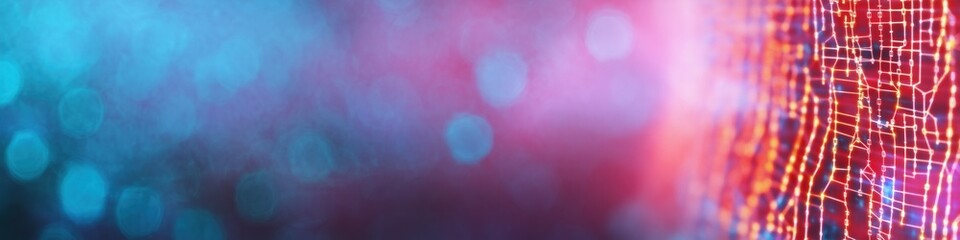 Poster - A blurry image of a blue and red background with a red line. The image is abstract and has a futuristic feel to it