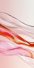 Poster - A pink and white wave with red streaks. The image is abstract and has a dreamy, ethereal quality