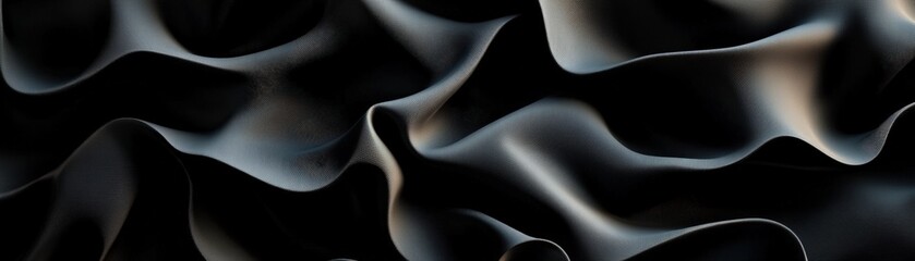 Fototapete - Wavy lines on a black background creating an abstract design with fluid motion and dynamic visual flow