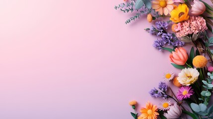 Poster - A soft pink background adorned with delicate flowers creating a romantic and charming atmosphere for any occasion