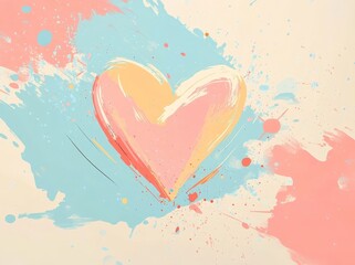 Poster - Heart Shape Made of Colorful Paint Splashes Illustrating Love and Creativity in a Bright and Playful Design
