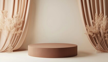 Poster - Brown Podium For Product Presentation In Abstract Rendering.
