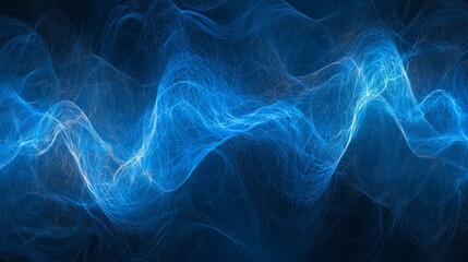 Aufkleber - Dynamic Blue Waves of Light Create an Abstract Representation of Energy in a Dark Background Setting at Night