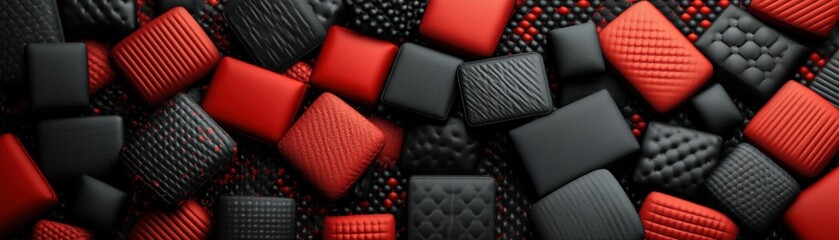 Poster - Striking red and black wallpaper featuring a bold design that enhances modern interior spaces with style