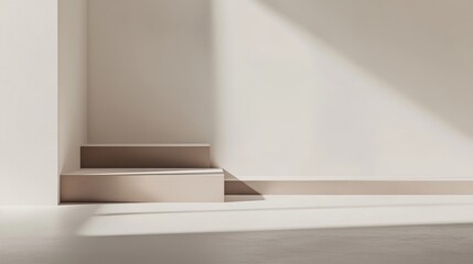 Poster - Soft Shadows Fall on Minimalist White Bowls Arranged on a Light Surface in a Tranquil Indoor Space During the Afternoon