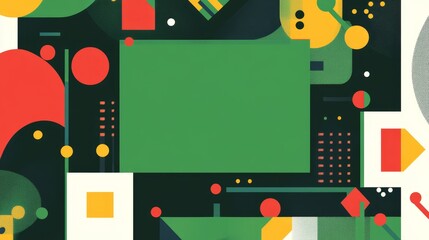 Aufkleber - Abstract Geometric Composition With Vibrant Colors and Dynamic Shapes Set Against a Contrasting Background