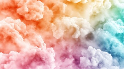 Poster - Vibrant rainbow colored cloud background with stunning hues blending seamlessly to create a dreamy atmosphere