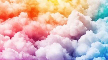Poster - Lush rainbow colored cloud background with a captivating blend of shades offering a whimsical and serene view