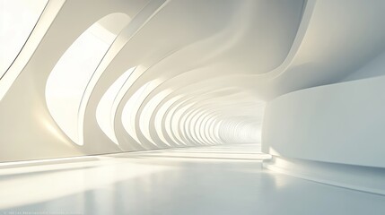 Poster - Minimalist Interior Design Featuring Flowing Curves and Soft Lighting in a Modern Space