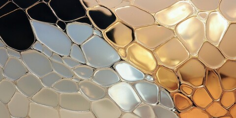 Poster - Dynamic reflections on iridescent surface abstract art contemporary display studio setting close-up perspective