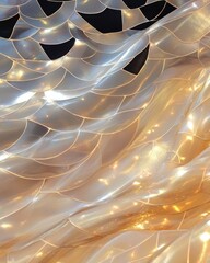 Poster - Shimmering scales installation art exhibition decorative art indoor space close-up view light reflection