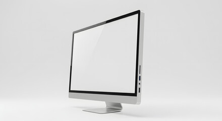 PC computer blank screen white desktop angled view product display clean modern