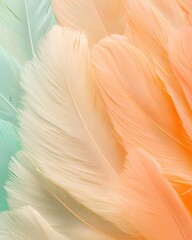 Poster - Delicate feather patterns nature digital art soft colors close-up aesthetic beauty