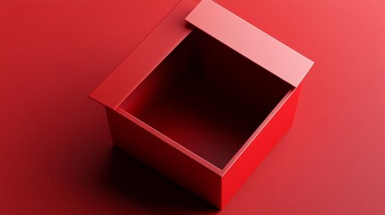 Aufkleber - Bold Red Geometric Shapes Create a Striking Visual Effect in an Abstract and Modern Setting With Various Layers and Shadows