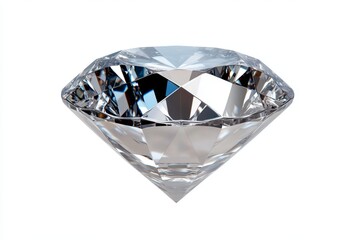 Poster - An isolated, transparent diamond on a white background, perfect for digital art or design projects. The diamond is depicted in high resolution with sharp edges and sparkling reflections. It