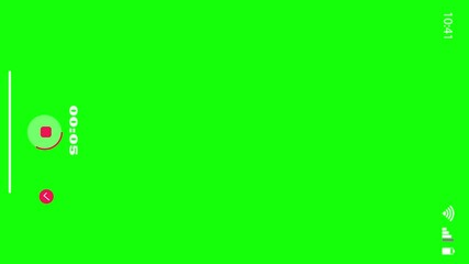 Wall Mural - Animation recording camera interface appearing in video mode with icons on green background. Record video for popular social media on a smartphone. Alpha channel. Footage