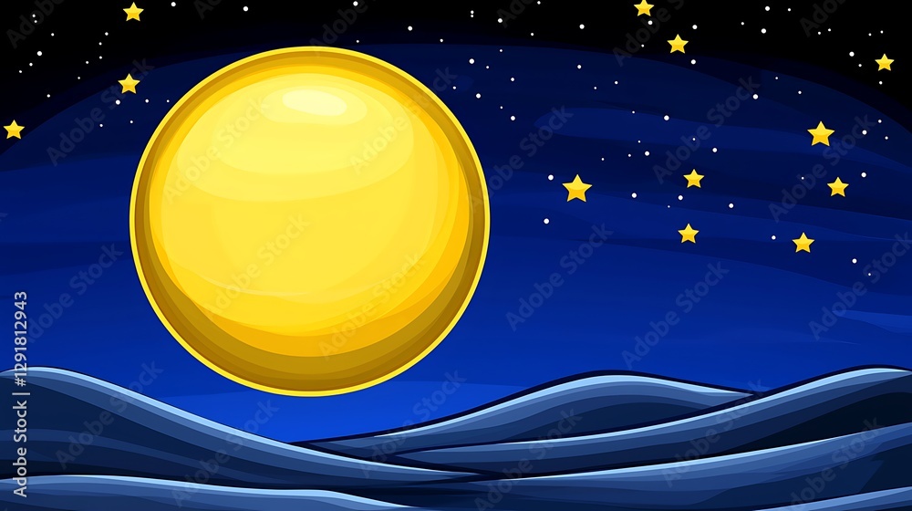 Moon Rises Cartoon Cartoon moon shining at night, starry sky background, good for children ...