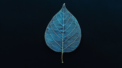 Poster - Details of a Delicate Leaf Against a Dark Background Showcasing Intricate Vein Patterns and Texture in Soft Light
