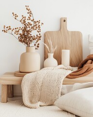 Poster - Elegant neutral decor arrangement modern home still life minimalist space close-up aesthetic inspiration