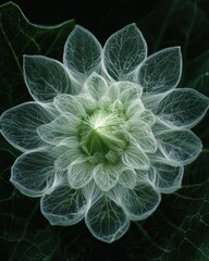 Poster - Intricate green floral design nature macro dark background close-up botanical beauty