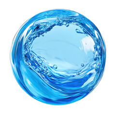 Poster - Captivating transparent blue liquid bubble against a stark Transparent background, Transparent blue liquid bubble PNG background