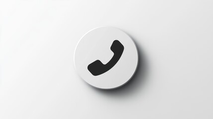 Poster - White Phone Icon on Light Grey Surface