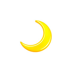 Poster - Bright yellow crescent moon shape on a simple white background. Generative AI